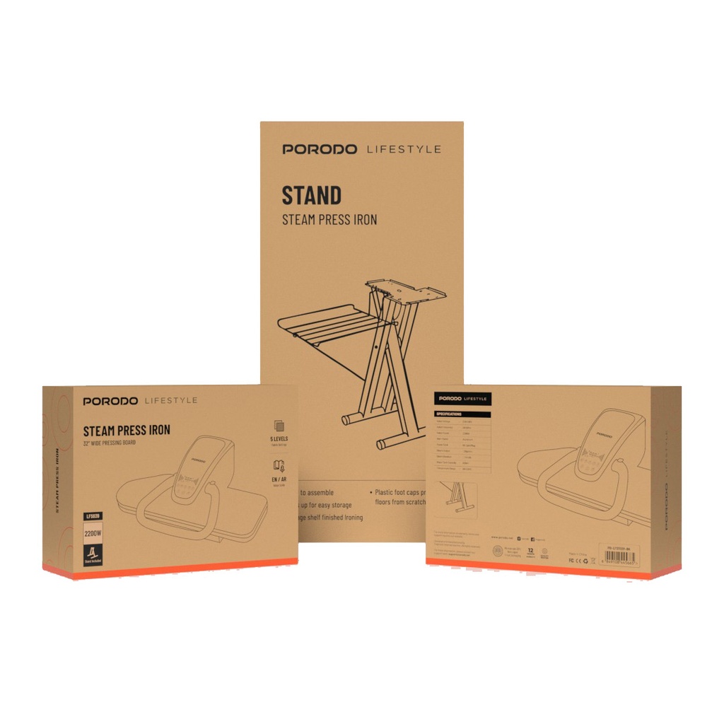 Porodo Lifestyle Steam Press Iron - Black