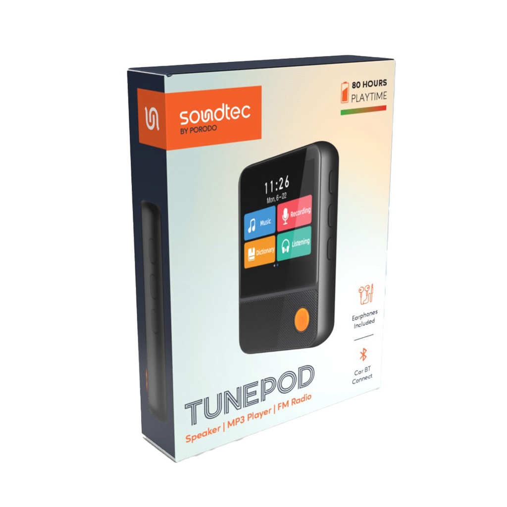 Porodo Soundtec TUNEPOD Speaker MP3 player FM Radio - Black