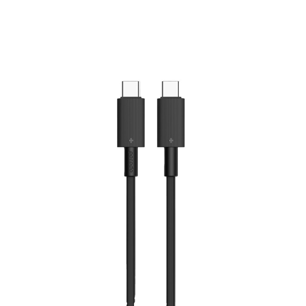 Porodo Dual port Wall Charger UK with Type-C Cable - Black