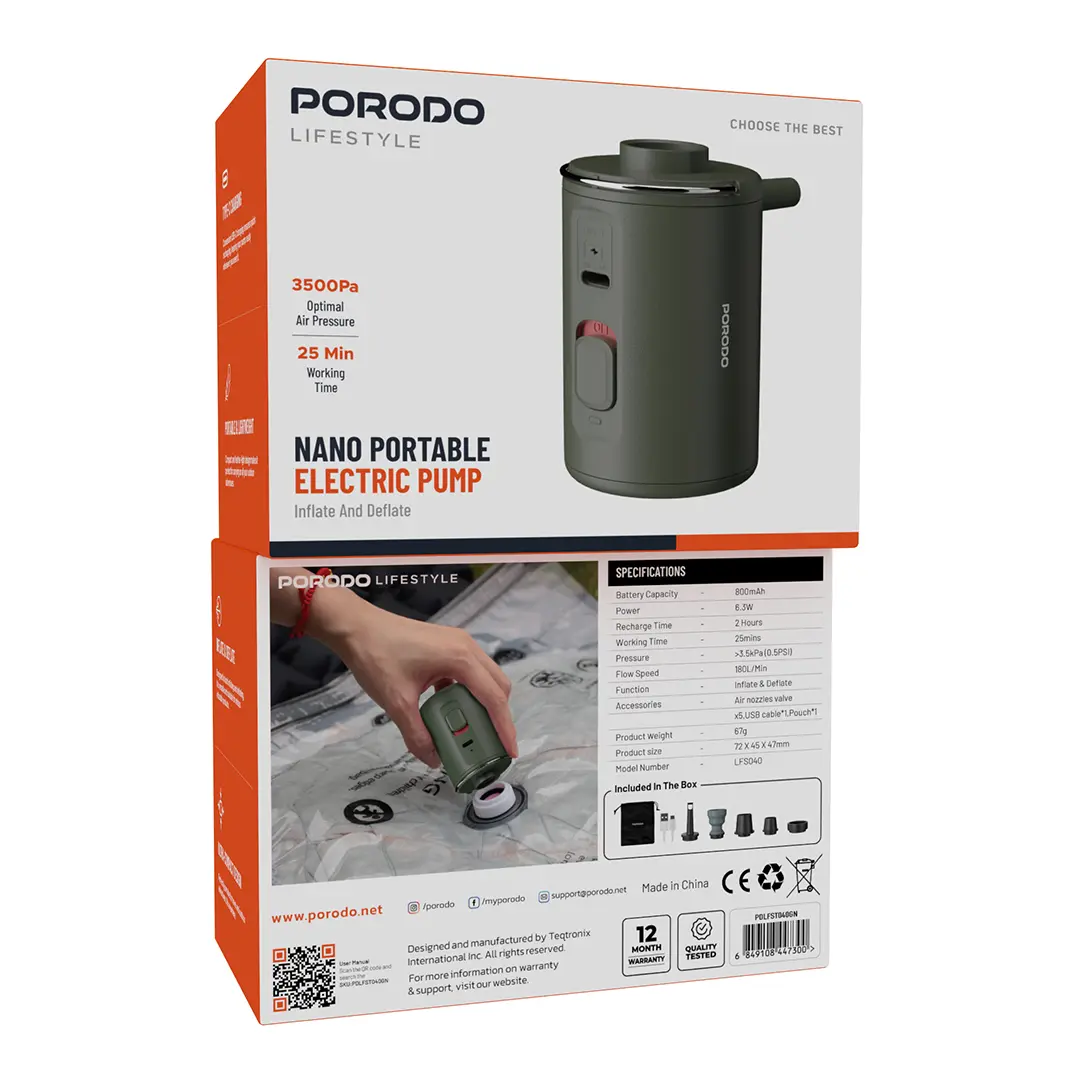 Porodo Lifestyle Nano Portable Electric Pump - Green.webp