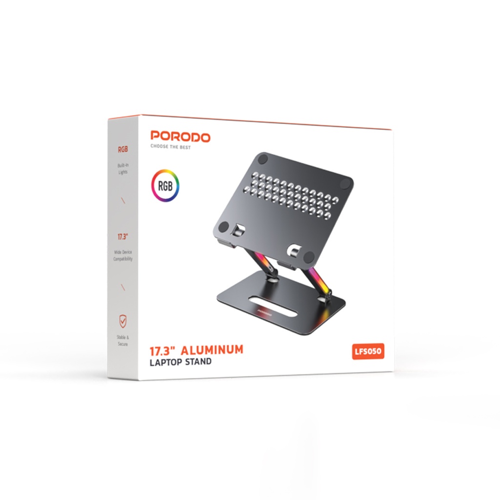 Porodo 17.3" Aluminum Laptop Stand - Gray