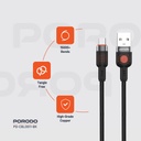 Porodo Braided Cable USB-A to Micro - Black