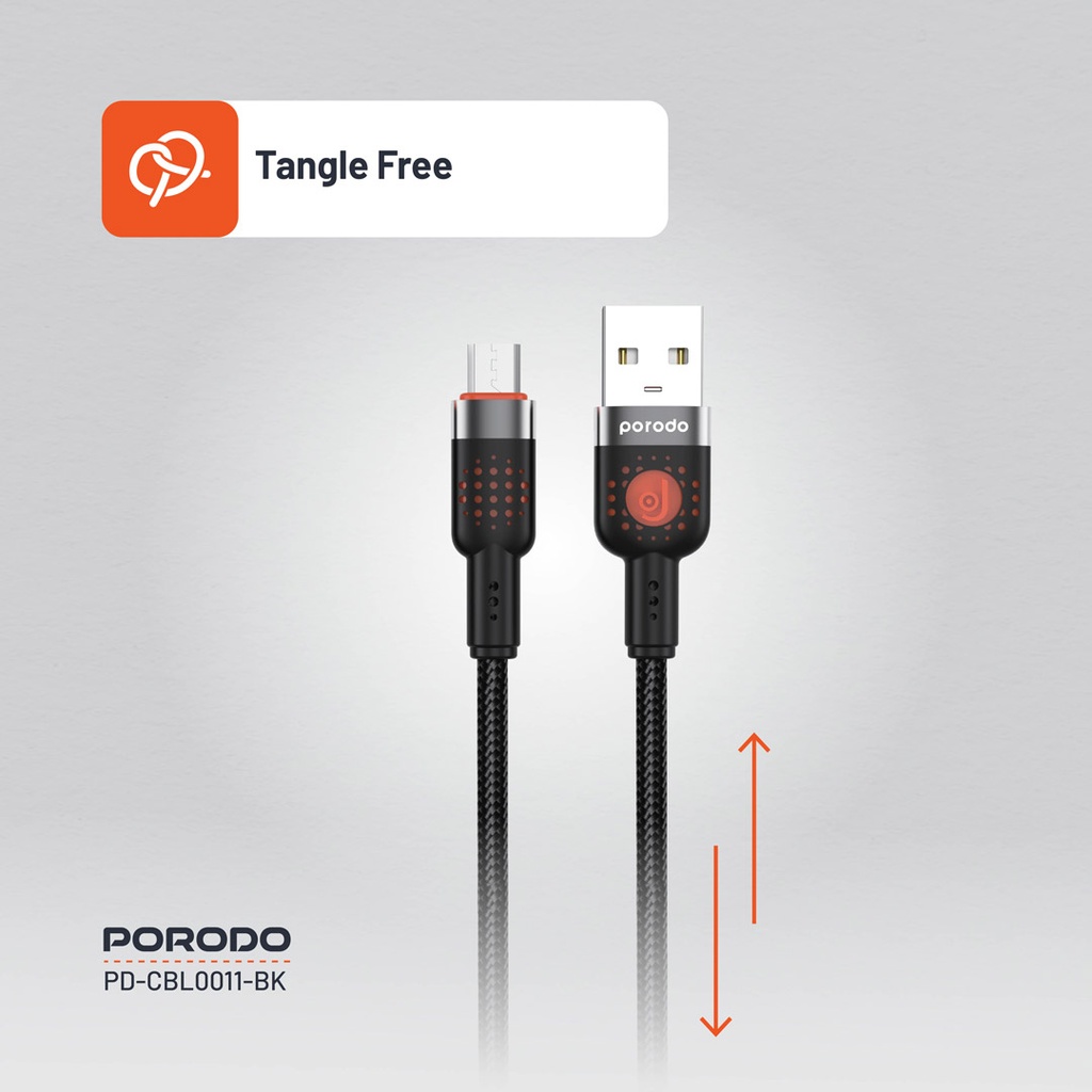Porodo Braided Cable USB-A to Micro - Black