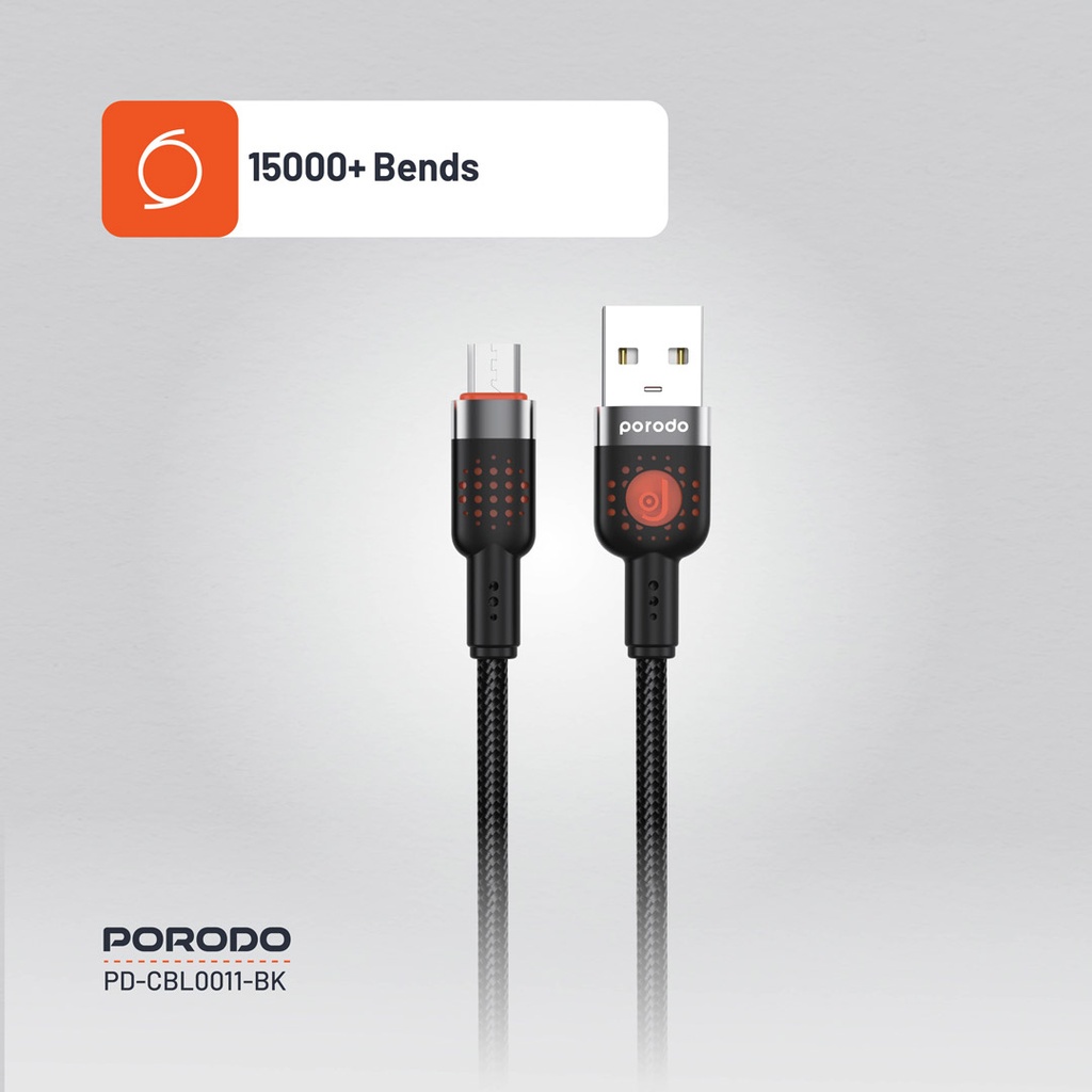 Porodo Braided Cable USB-A to Micro - Black