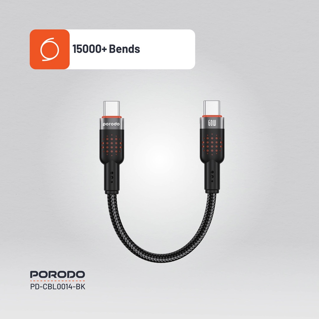 Porodo Braided Cable USB-C to USB-C - Black