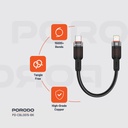 Porodo Braided Cable USB-C to Lightning - Black
