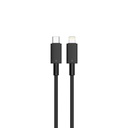 Porodo Dual Port Wall Charger UK with USB-C to Lightning cable - Black