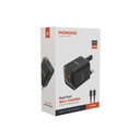 Porodo Dual Port Wall Charger UK with USB-C to Lightning cable - Black