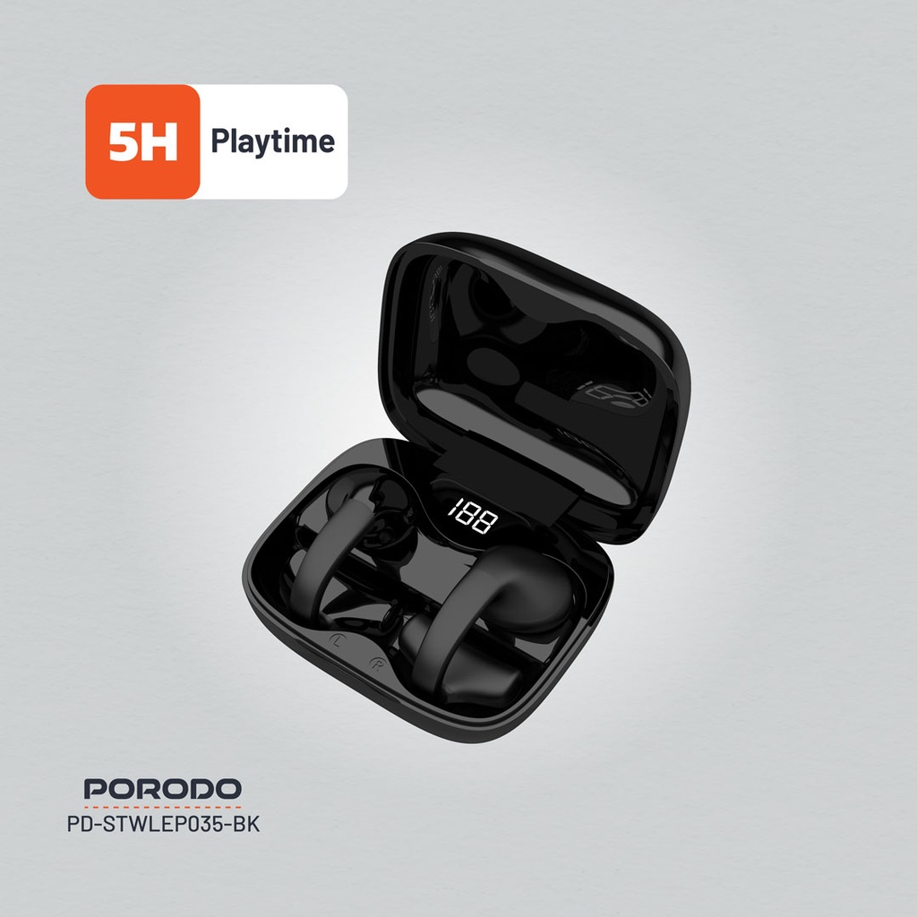 Porodo Soundtec Snap Clip-On Wireless Earbuds - Black