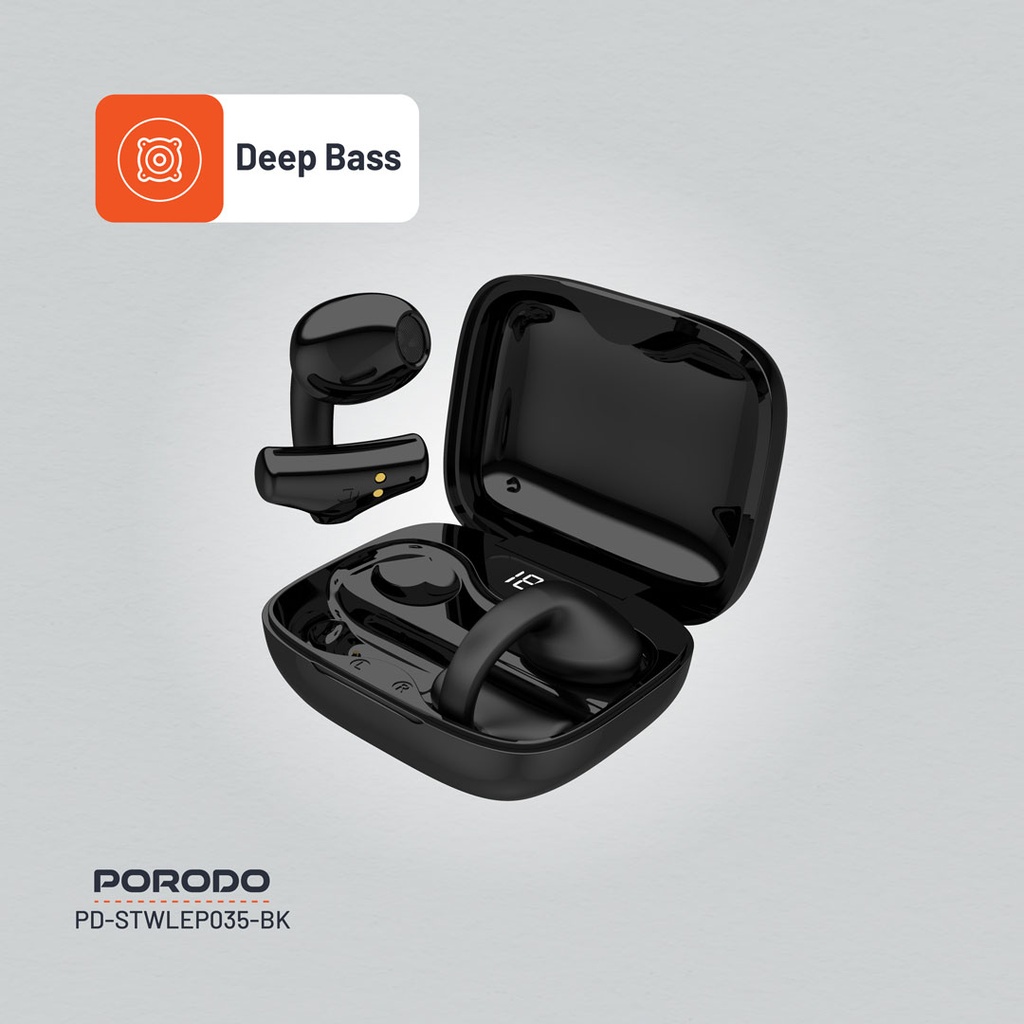 Porodo Soundtec Snap Clip-On Wireless Earbuds - Black