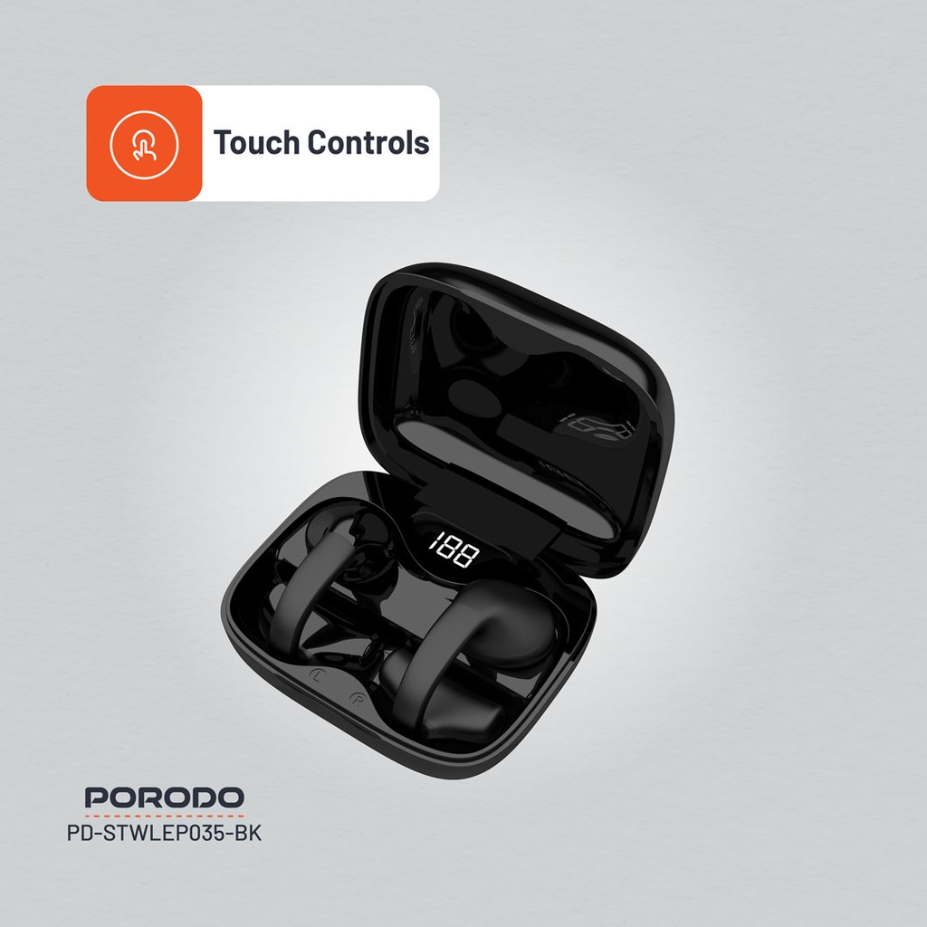 Porodo Soundtec Snap Clip-On Wireless Earbuds - Black