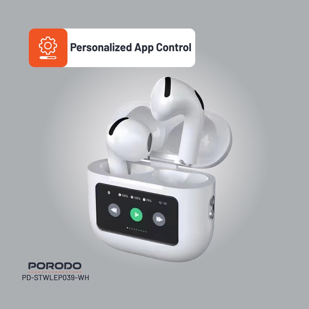 Porodo Soundtec Glimpse Touch Display TWS - White