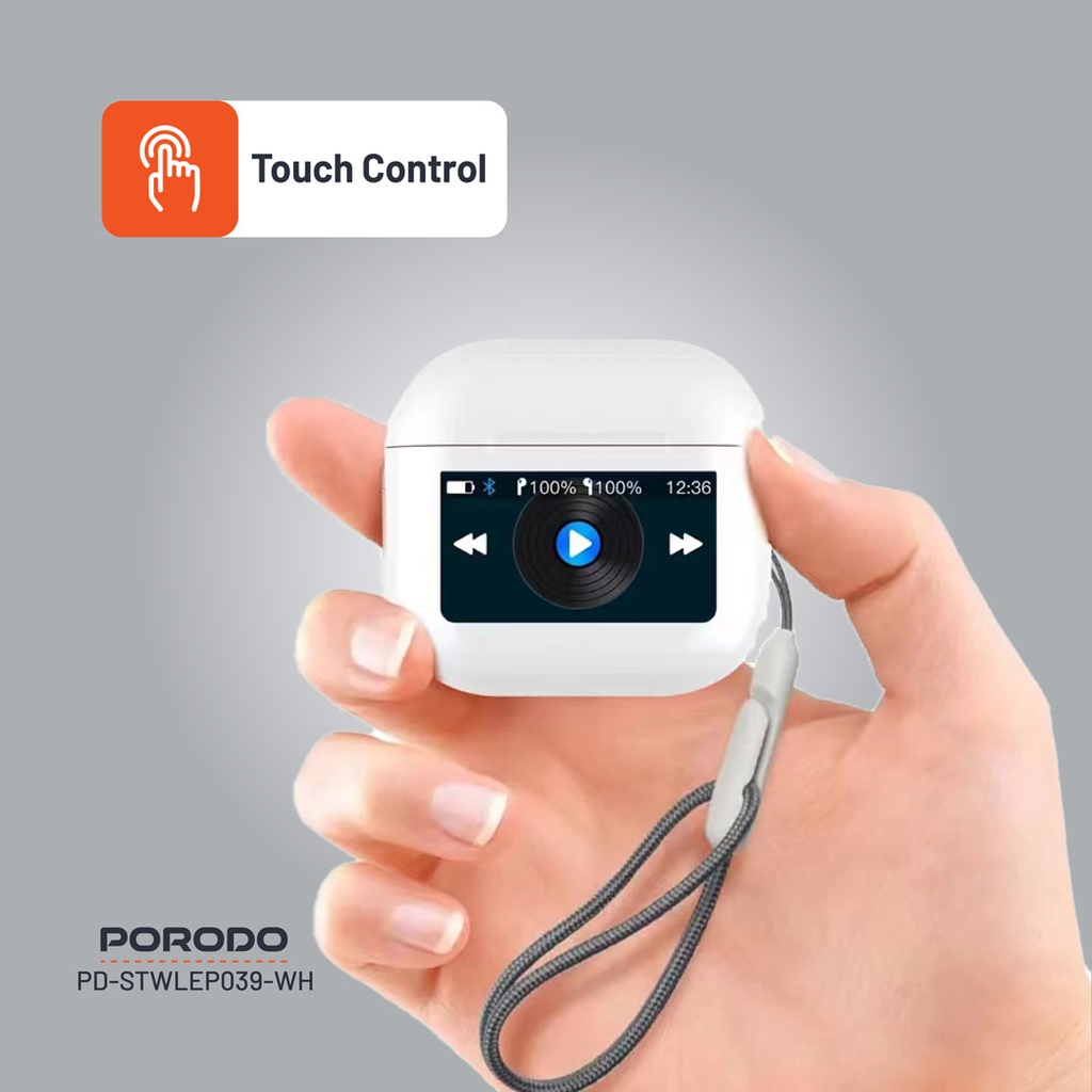 Porodo Soundtec Glimpse Touch Display TWS - White