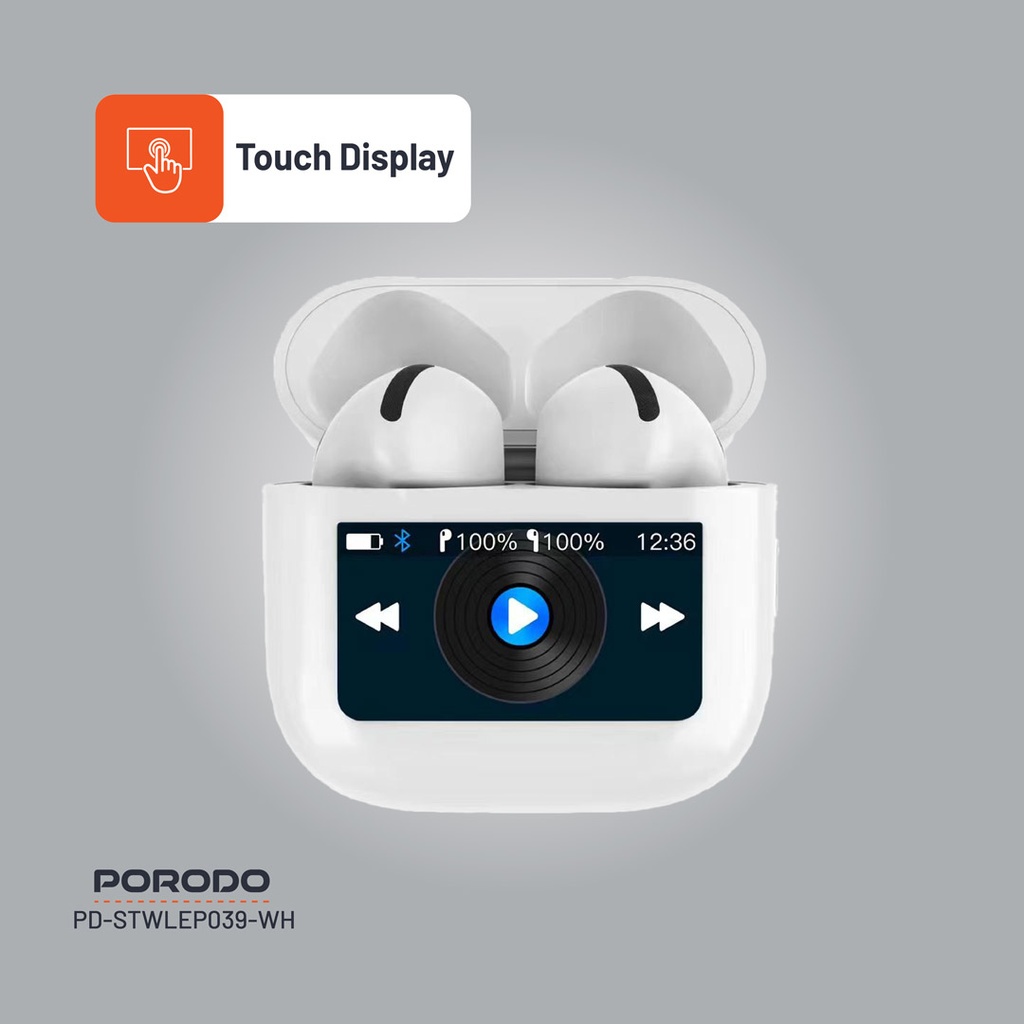 Porodo Soundtec Glimpse Touch Display TWS - White