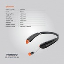 Porodo Soundtec Echo Flex Retractable ENC Neckband- Black