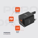 Porodo Dual port Wall Charger UK - Black