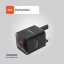 Porodo Dual port Wall Charger UK - Black