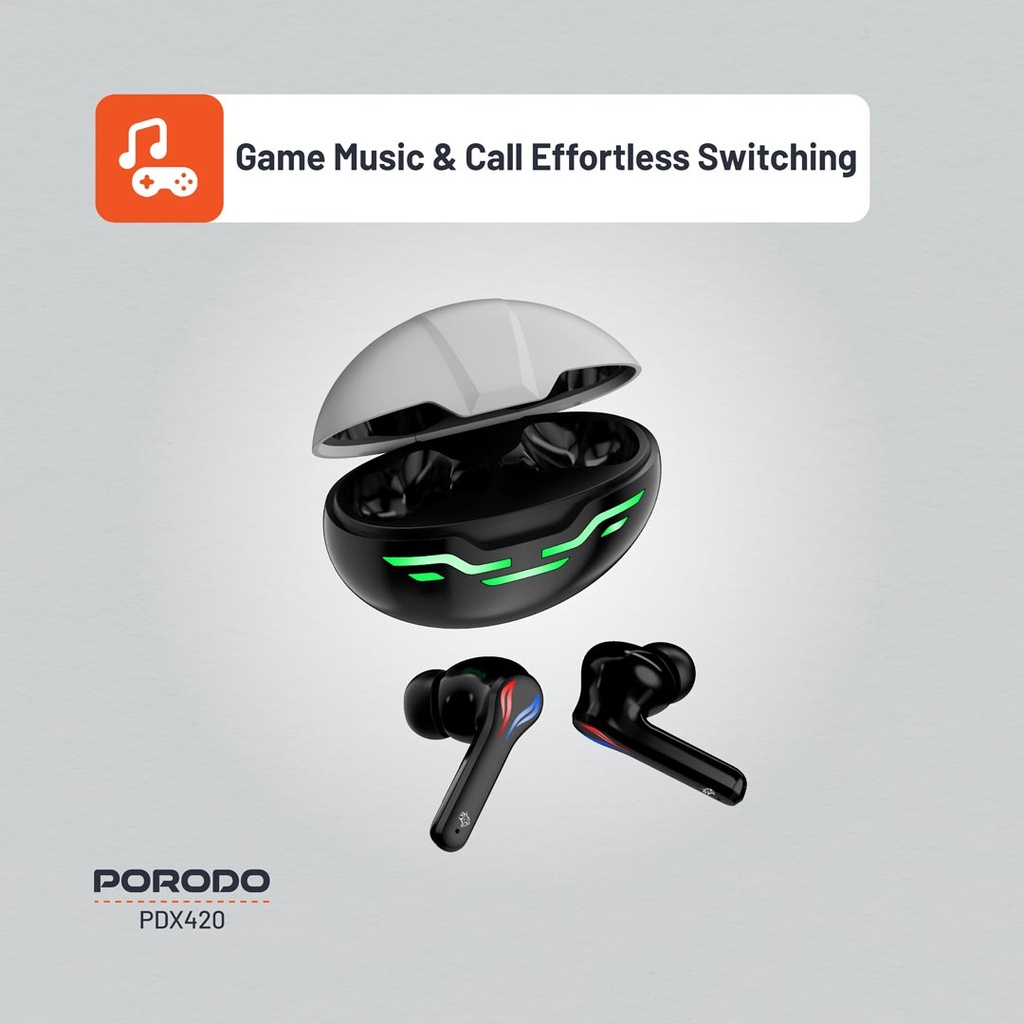 Porodo Gaming Ultra Low-Latency Gaming Earbuds - Black