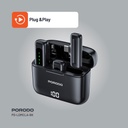 Porodo Lavalier Double Microphone with Charging Case - Black