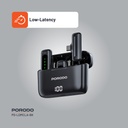 Porodo Lavalier Double Microphone with Charging Case - Black
