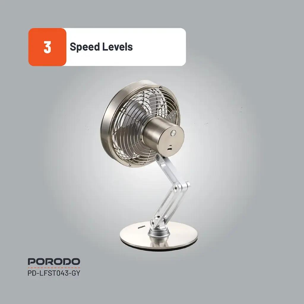 Porodo Lifestyle Metal Desk Fan - Gray