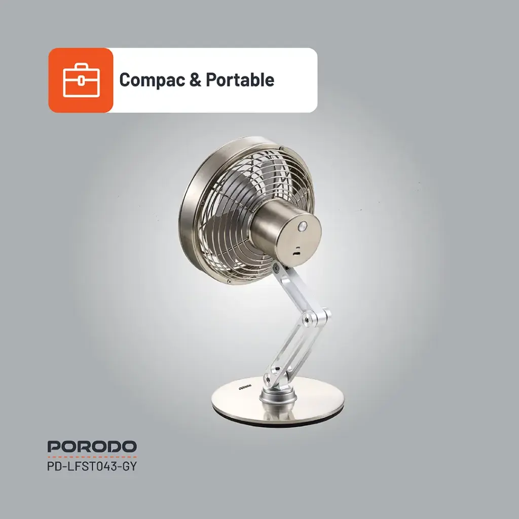 Porodo Lifestyle Metal Desk Fan - Gray
