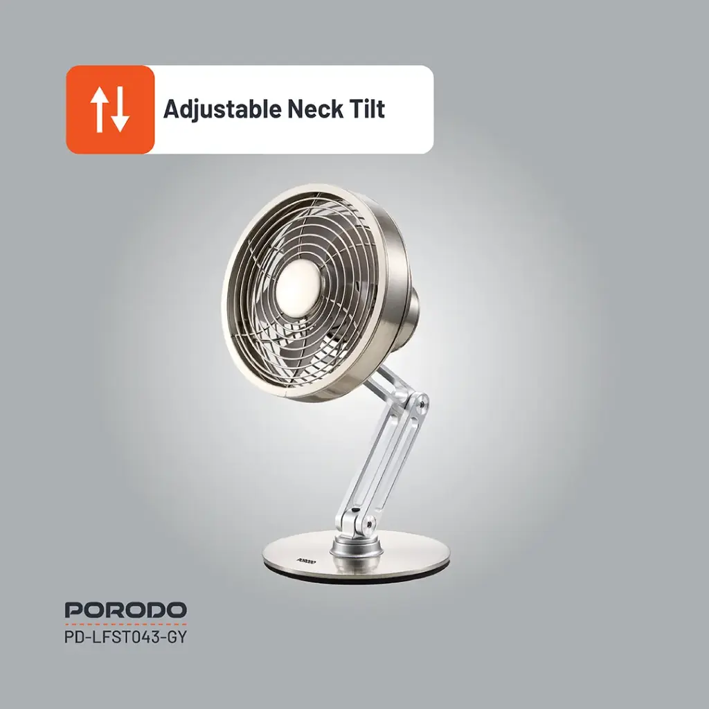 Porodo Lifestyle Metal Desk Fan - Gray