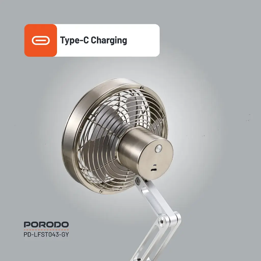 Porodo Lifestyle Metal Desk Fan - Gray