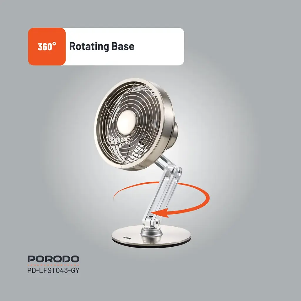 Porodo Lifestyle Metal Desk Fan - Gray
