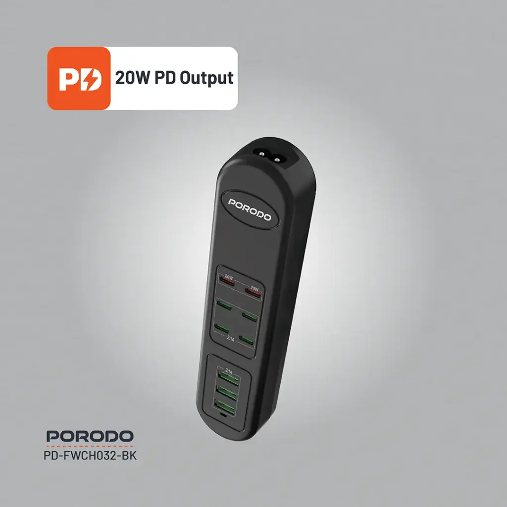 Porodo 50W Multi-Port USB Charging HUB - Black