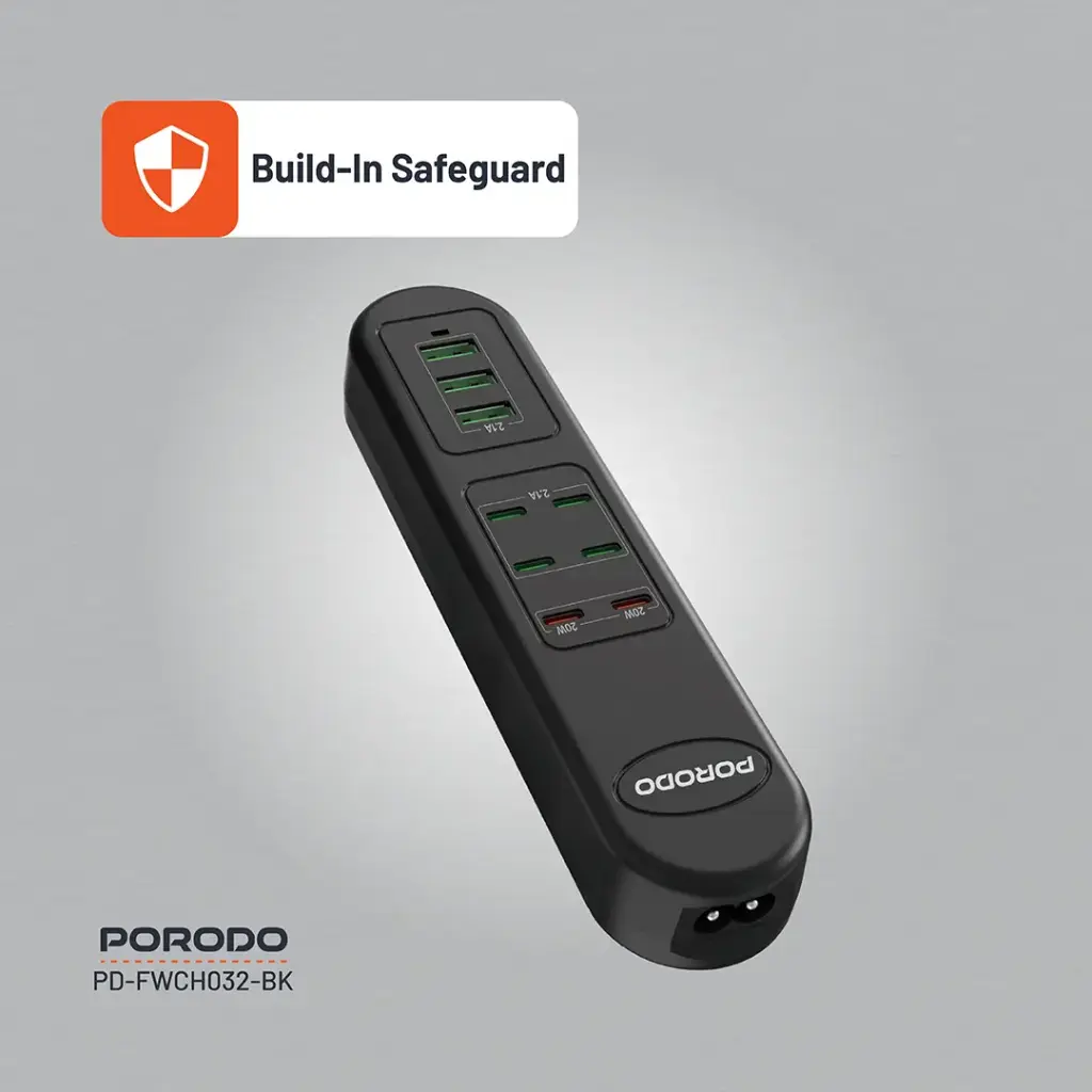 Porodo 50W Multi-Port USB Charging HUB - Black