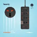 Porodo Blue 6 AC - Dual Switch Power Strip - Black