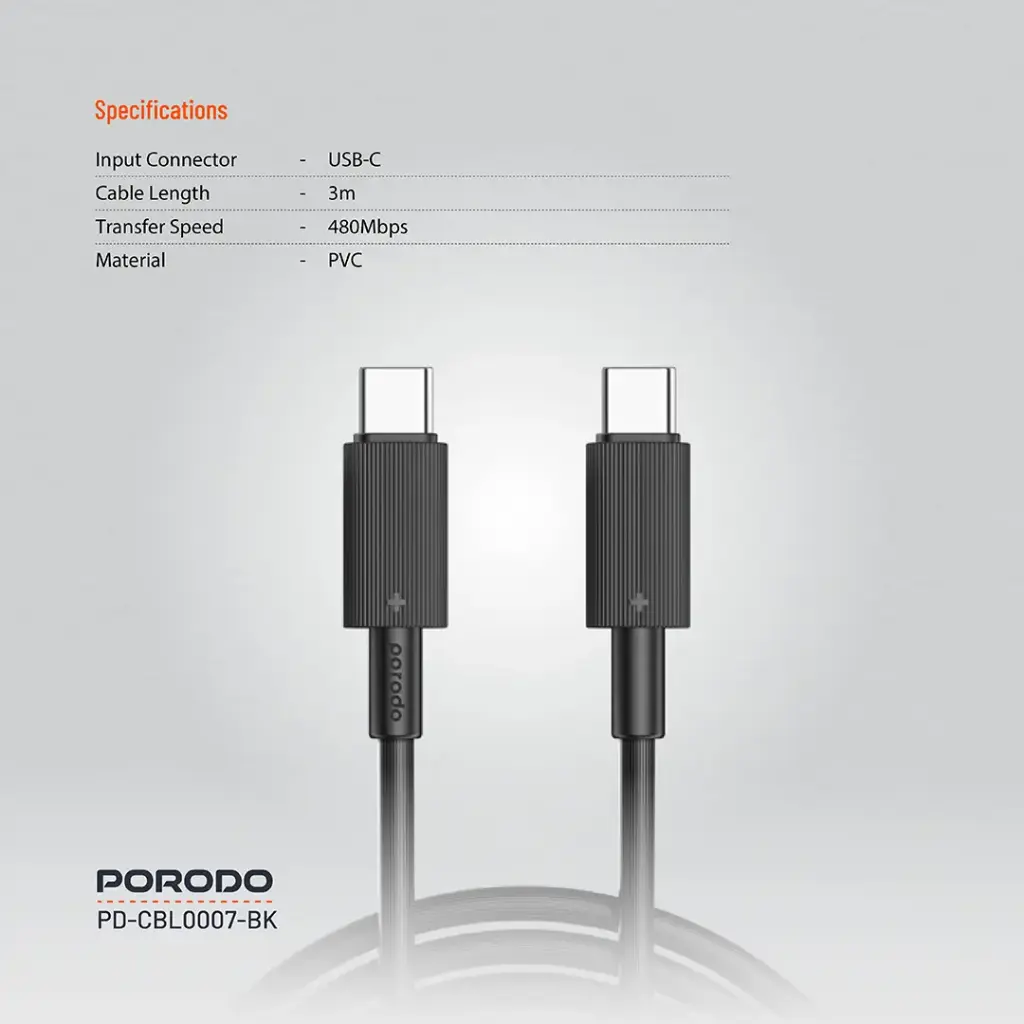 Porodo USB-C to USB-C Durable Charging Cable