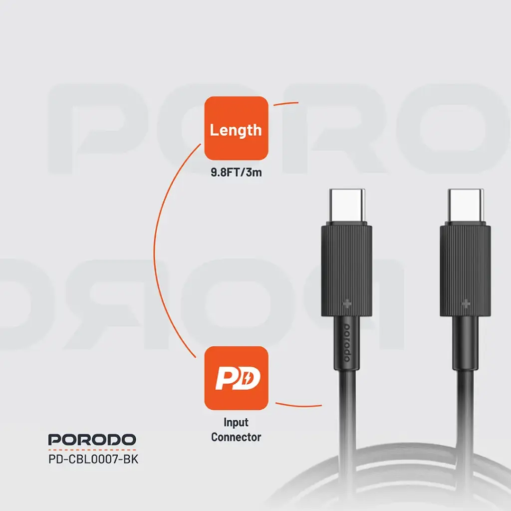 Porodo USB-C to USB-C Durable Charging Cable