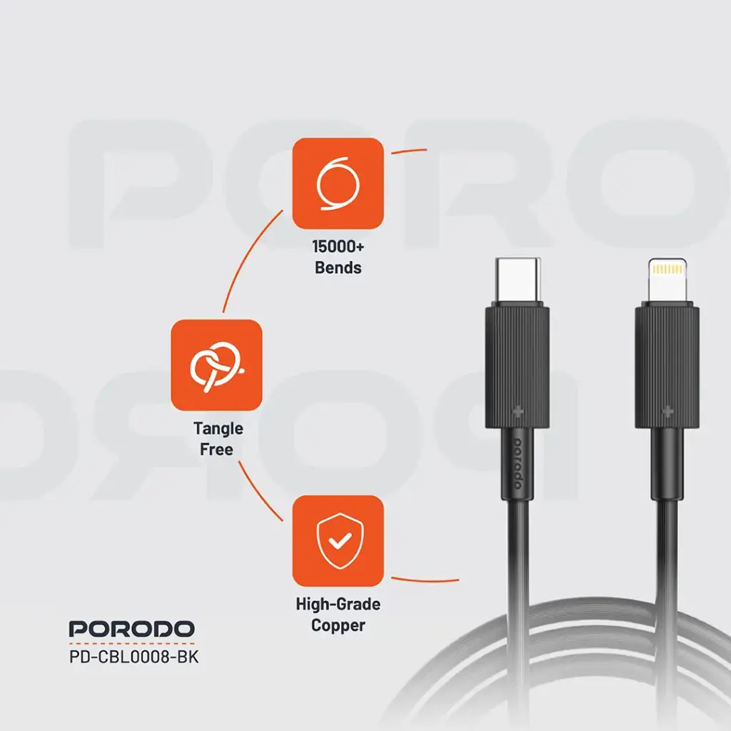 Porodo USB-C to Lightning Durable Charging Cable