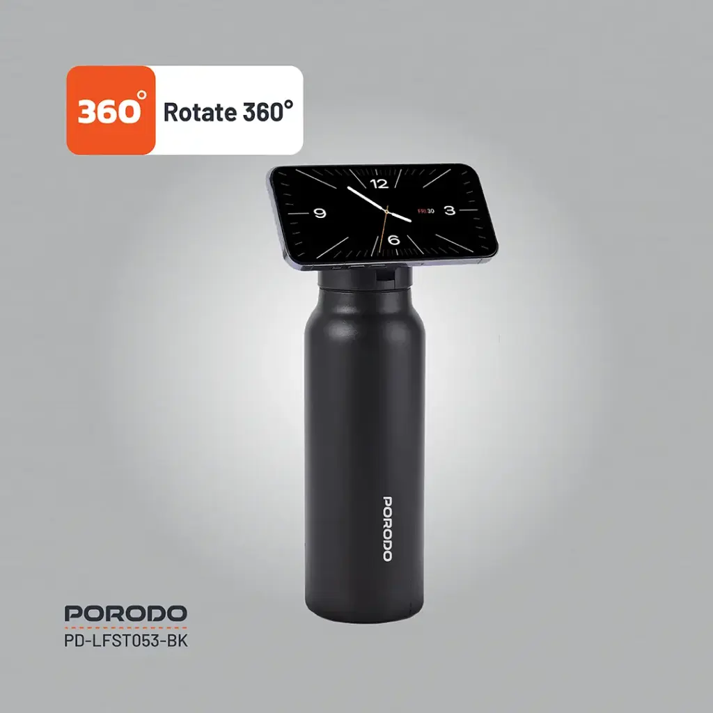 Porodo Lifestyle Magnetic Mount Water Bottle - Black
