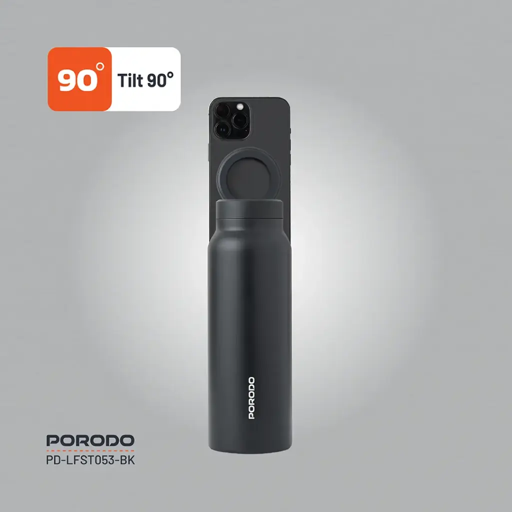 Porodo Lifestyle Magnetic Mount Water Bottle - Black