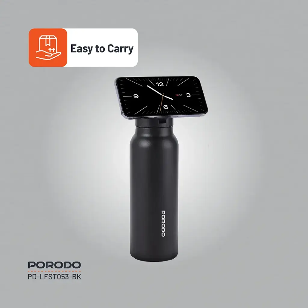 Porodo Lifestyle Magnetic Mount Water Bottle - Black