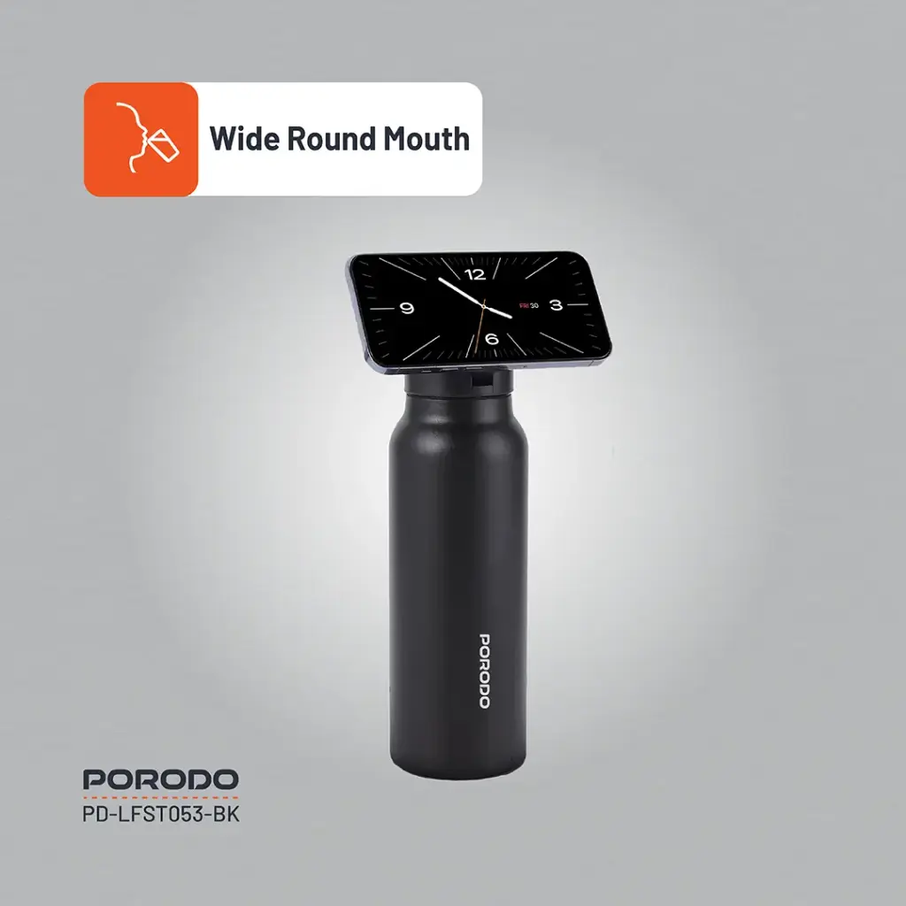 Porodo Lifestyle Magnetic Mount Water Bottle - Black