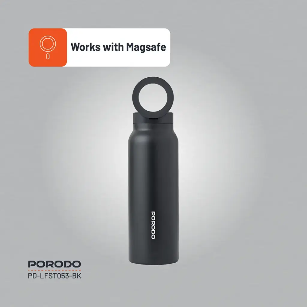 Porodo Lifestyle Magnetic Mount Water Bottle - Black