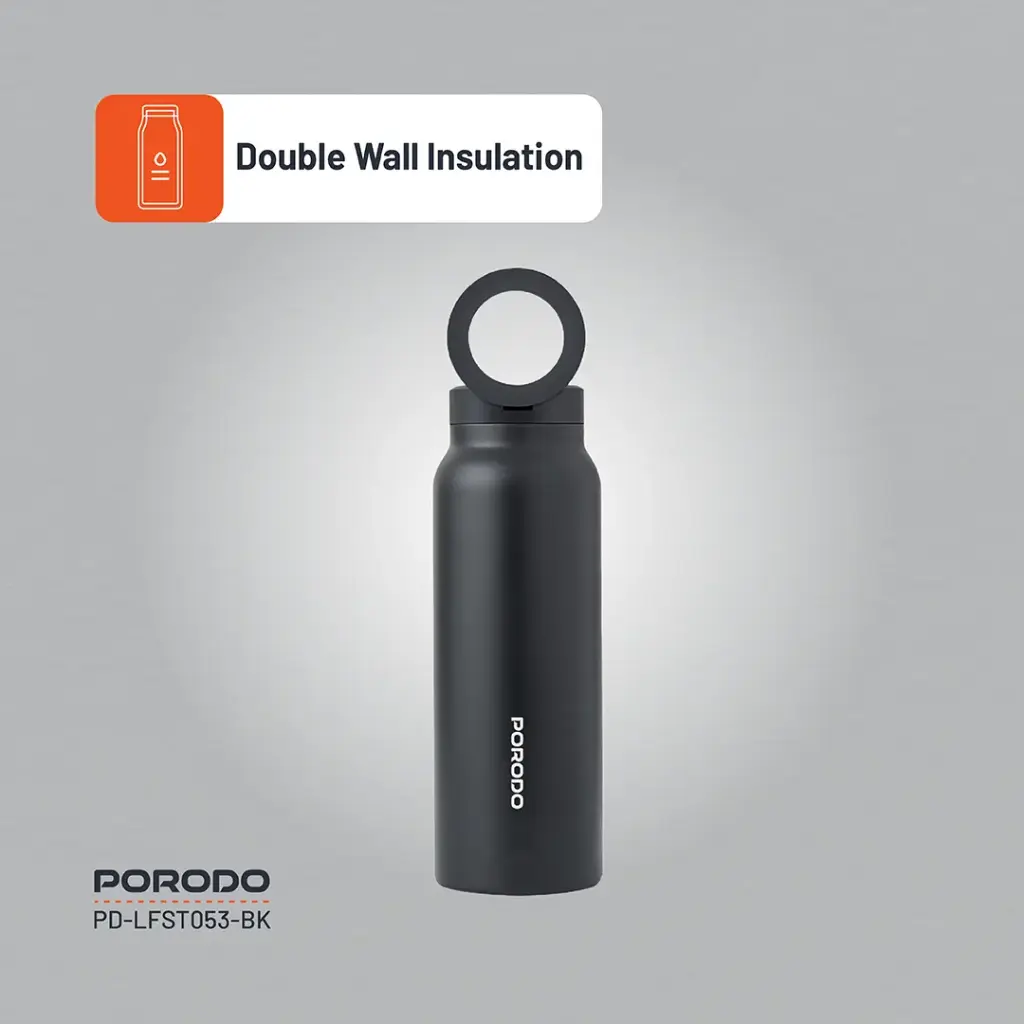 Porodo Lifestyle Magnetic Mount Water Bottle - Black