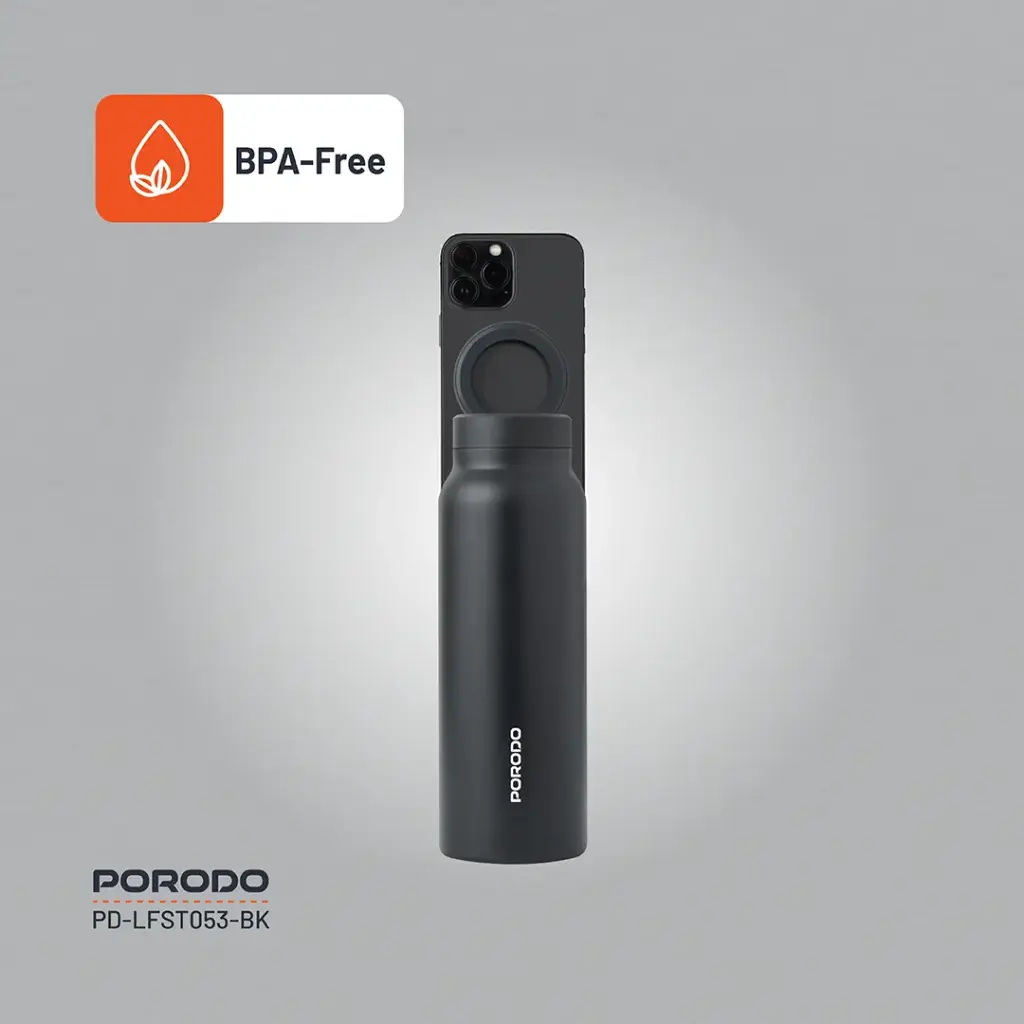 Porodo Lifestyle Magnetic Mount Water Bottle - Black