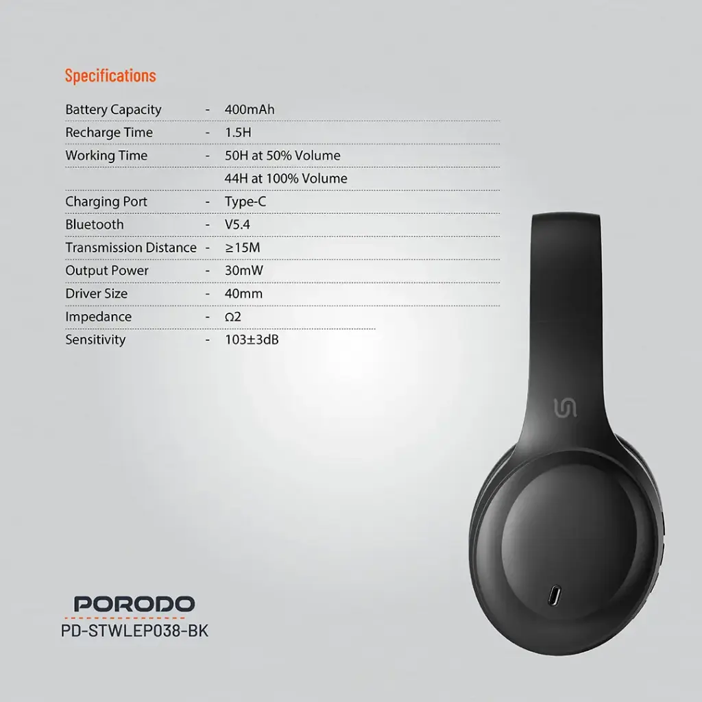 Porodo Soundtec PRIMO Wireless Headphone 