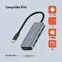 Porodo 4in1 USB-C Hub Type-C PD 100W HDMI USB 3.5mm Aux - Grey