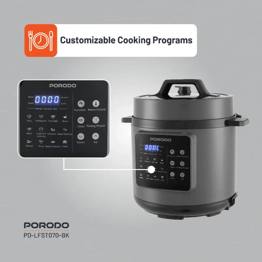 Porodo Lifestyle 1300W Multi-Cuisine Pressure Cooker  - Black