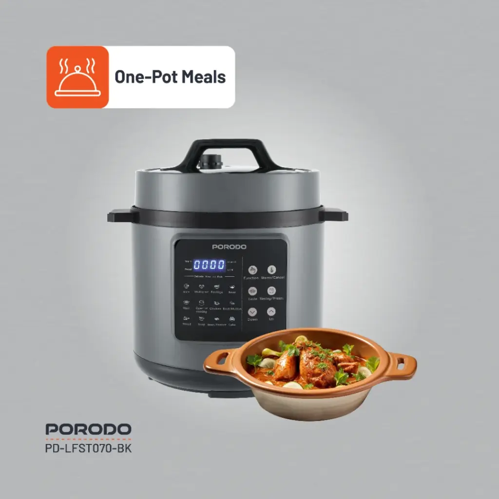 Porodo Lifestyle 1300W Multi-Cuisine Pressure Cooker  - Black