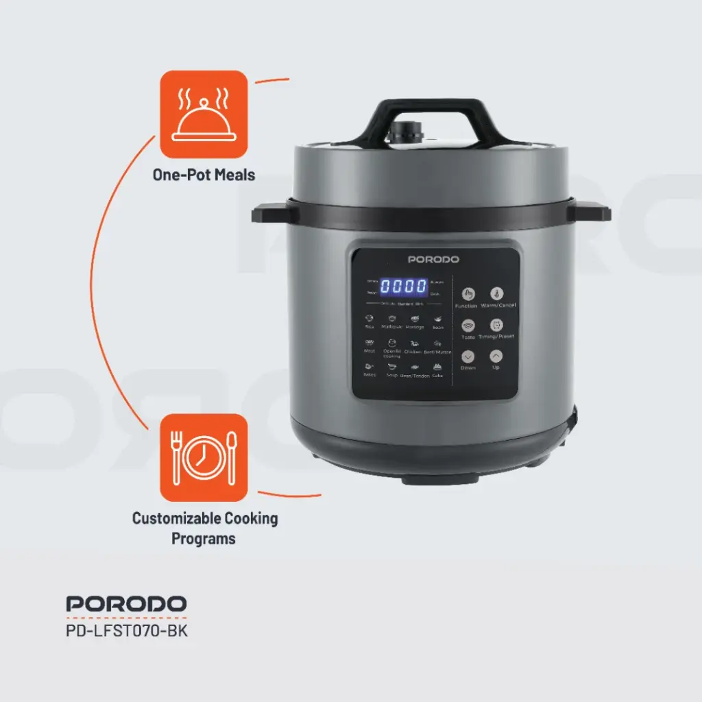 Porodo Lifestyle 1300W Multi-Cuisine Pressure Cooker  - Black