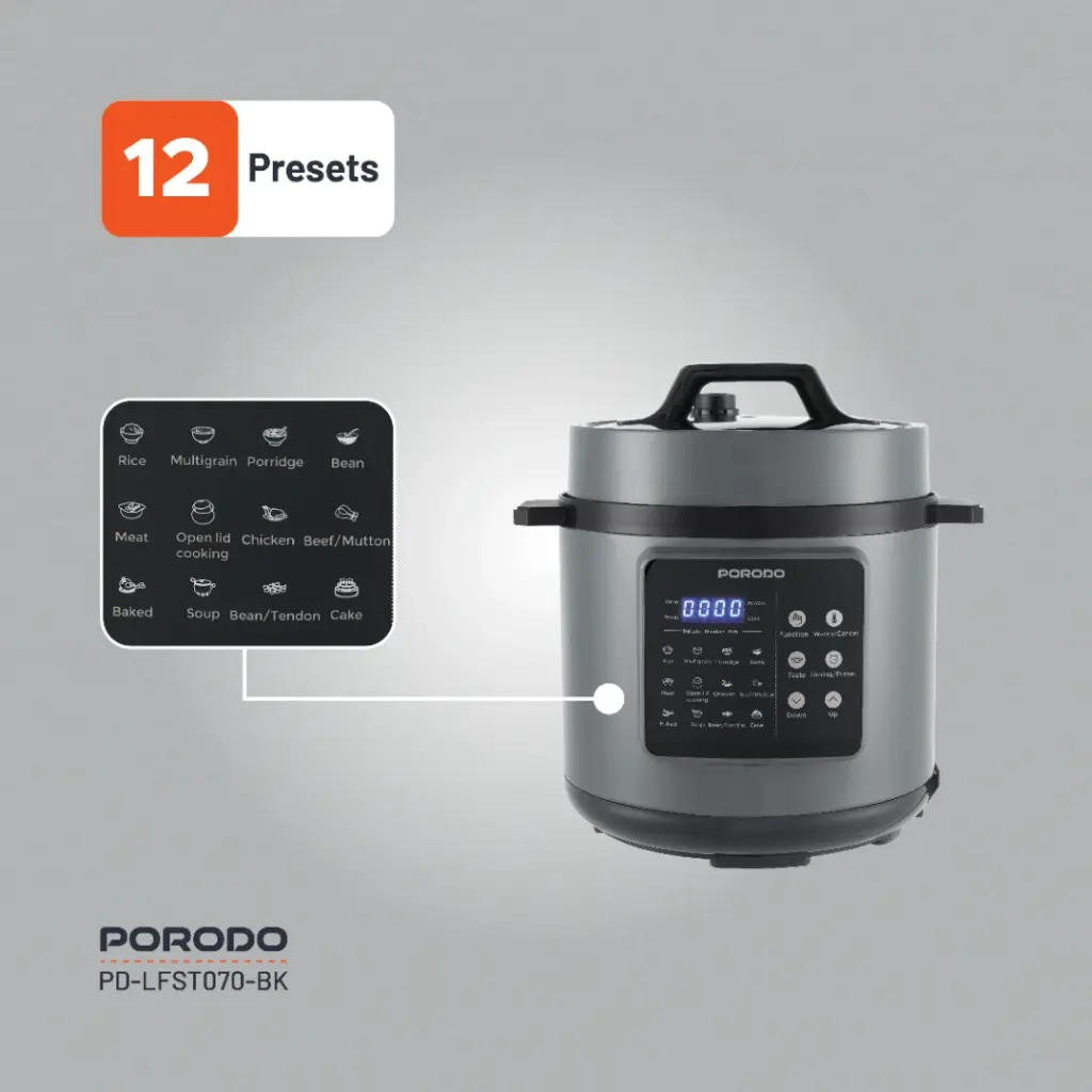 Porodo Lifestyle 1300W Multi-Cuisine Pressure Cooker  - Black