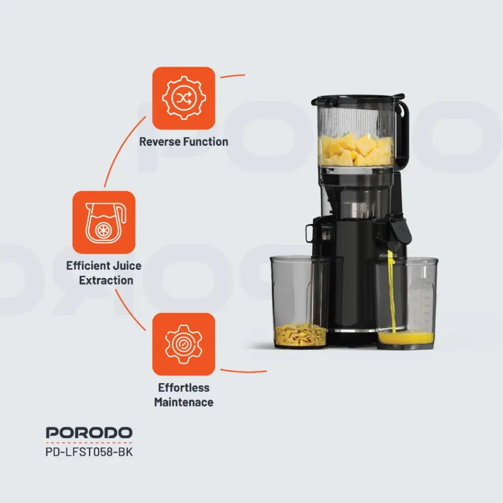 Porodo Lifestyle Cold Press Slow Juicer - Black