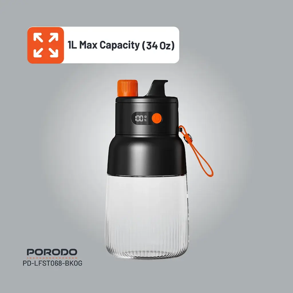 Porodo Lifestyle Blend & Sip Portable Blender - Black/Orange